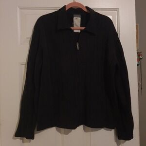 Vintage Versace Jeans Couture Ribbed Black Zipper Front Cardigan Sweater M